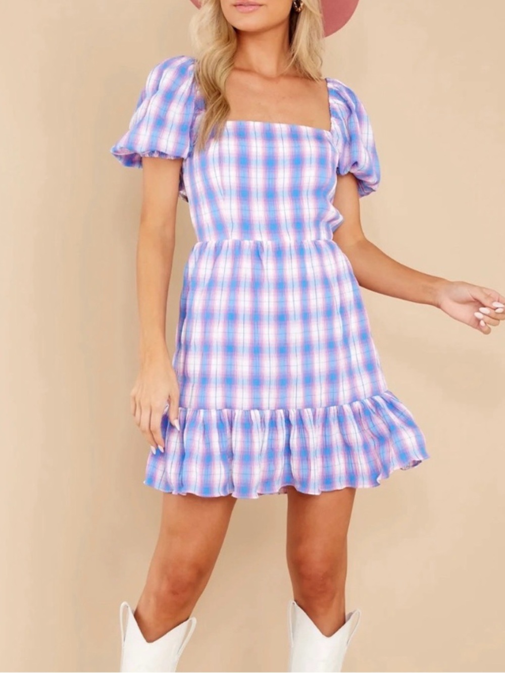 BB Dakota Plaid Open Back Mini Dress NWT